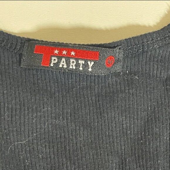 T-Party Black Tank Top Peace Sign Sz M - Picture 4 of 8
